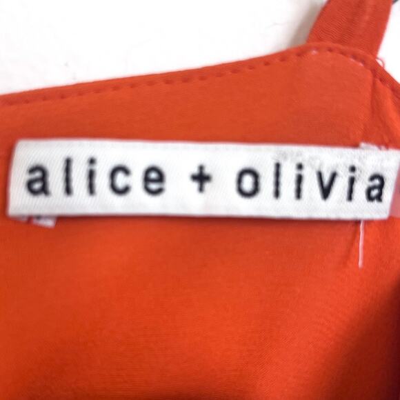 Alice + Olivia Y2K Silk Asymmetric Slip Dress Size 2 Orange Babydoll Tiered Fall - Picture 9 of 10